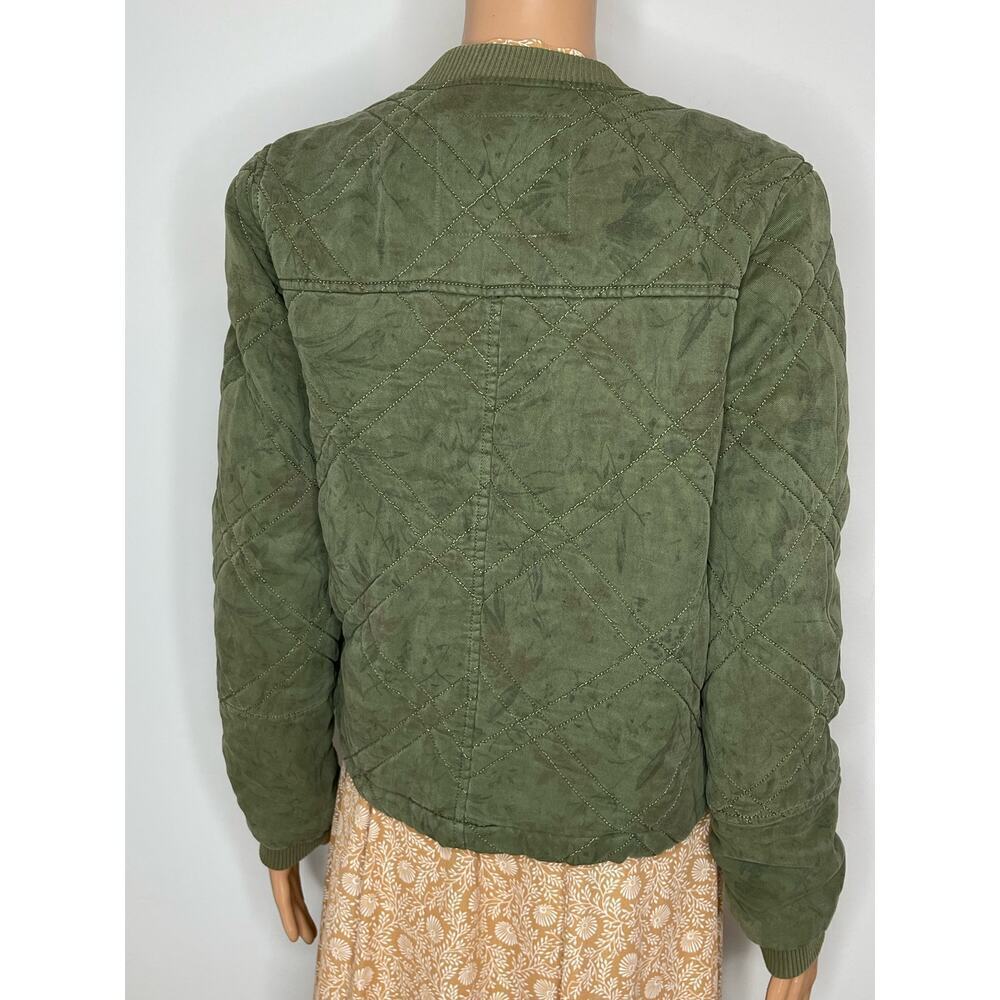 Anthropologie Quilted Bomber Jacket size XS olive green worn on TV - Picture 5 of 11